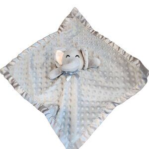 Gray Silver Elephant Plush Lovey Security Blanket Satin Back Edging Large Dots
